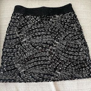 Zara Women’s Black & Silver Sequin Paisley Mini Skirt